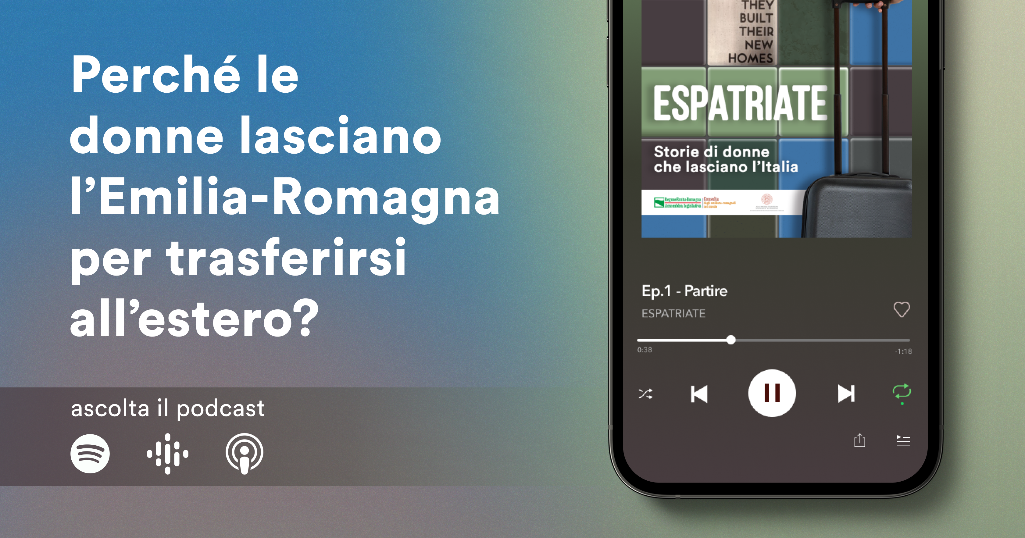 Grafica promozionale del podcast "Espatriate - Storie di donne che lasciano l'Italia"