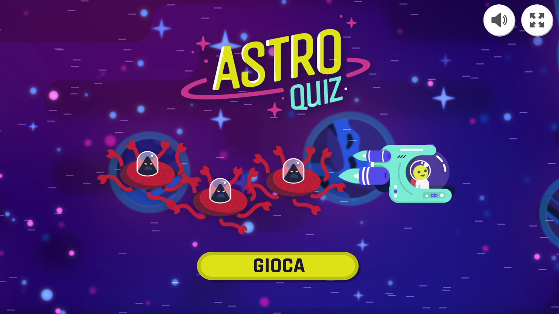 Schermata iniziale di Astro Quiz