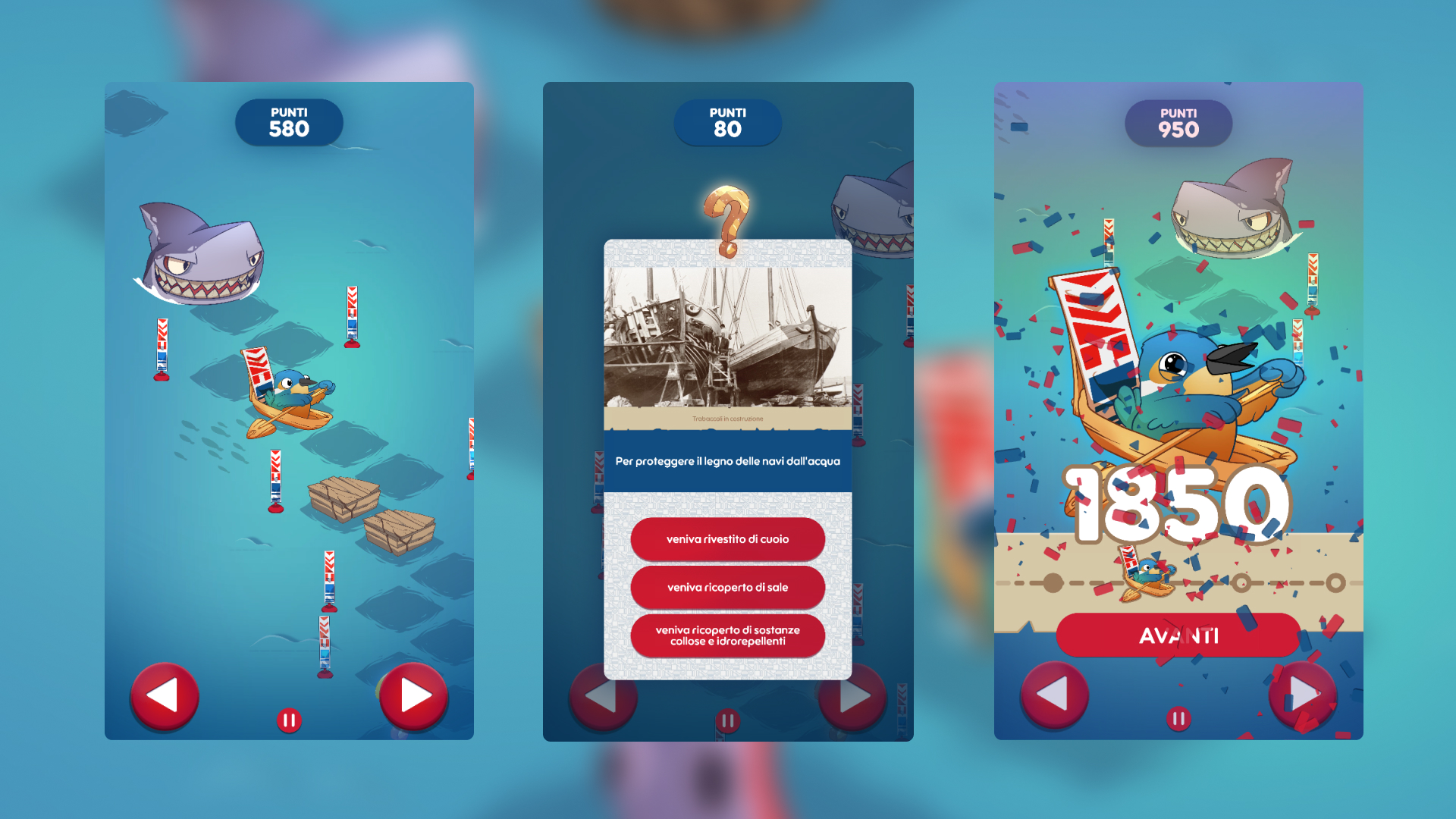 Schermate mobile del progetto Museo del Mare di Trieste