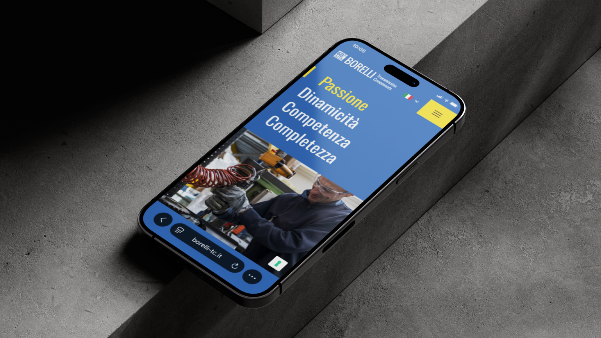 Schermata mobile del sito Borelli TC