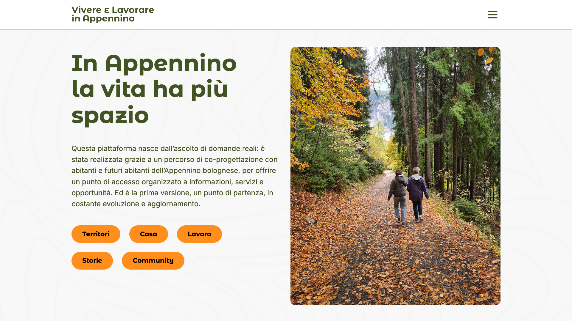 Homepage Vivere e Lavorare in Appennino