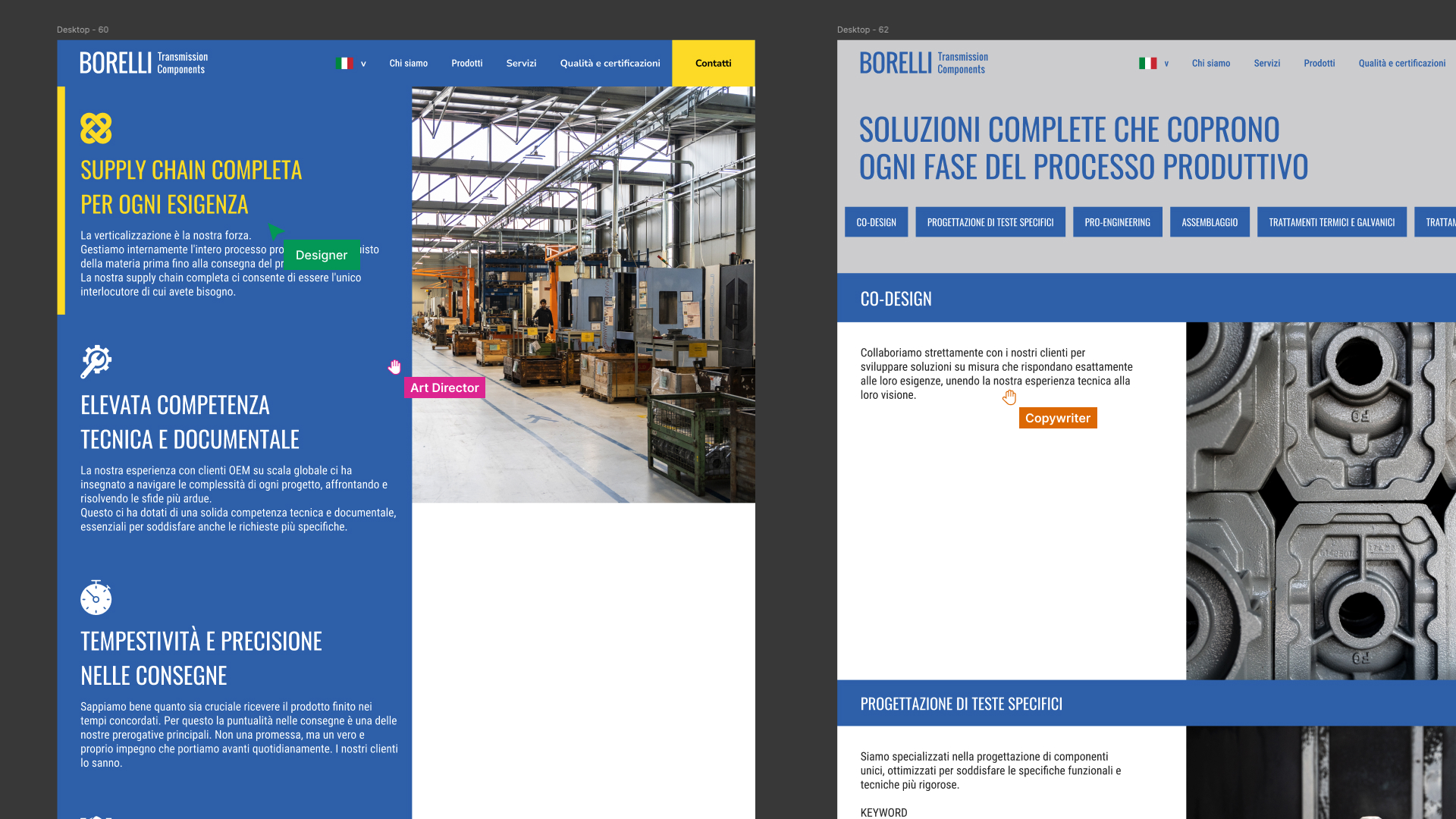 Schermate desktop del sito di Borelli TC