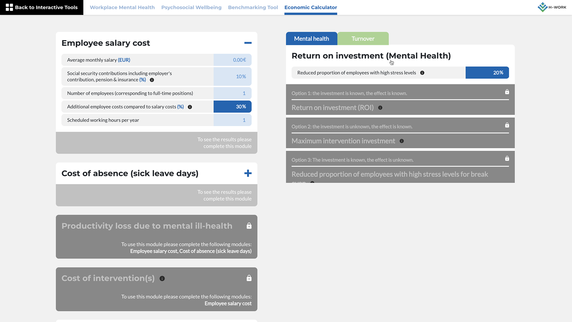 Schermate del progetto HWORK Innovation Platform