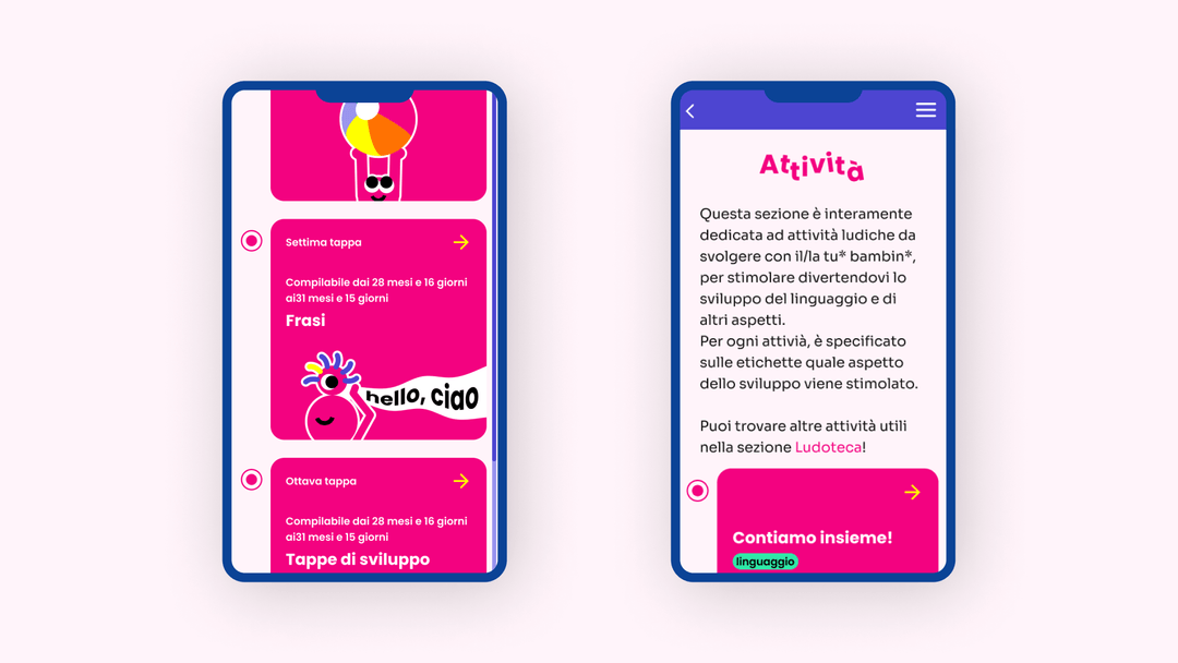 Schermate operative dell'app App Parola.