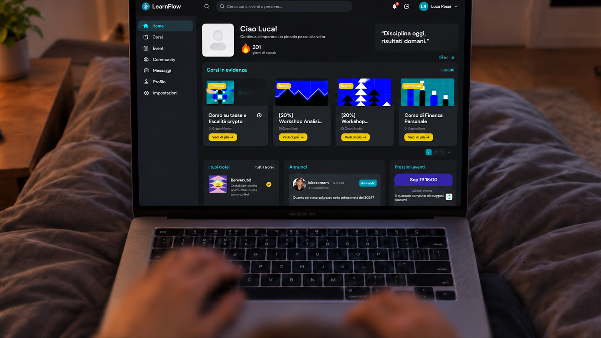 Persona che usa The Crypto Gateway Learn sul proprio Mac